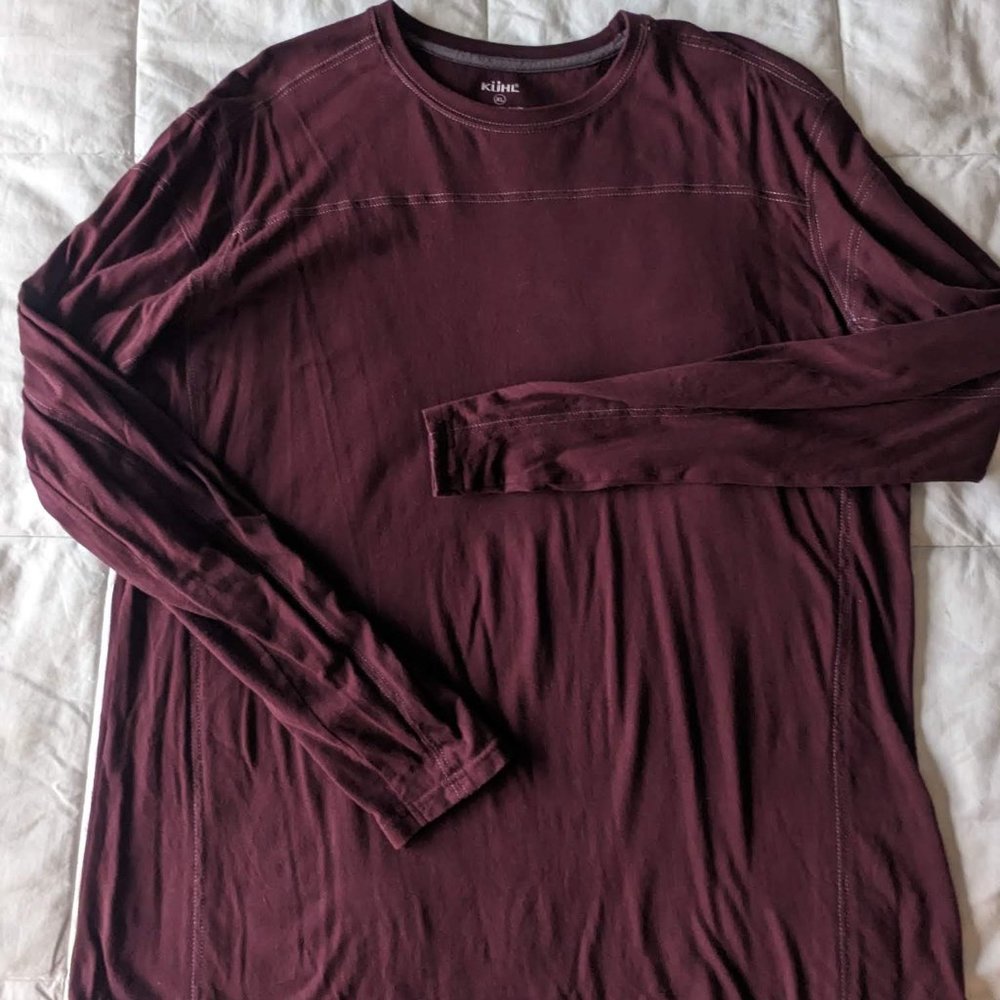 KUHL Men's L/S Heavy weight Cotton Shirt Size XL Burgundy Color
